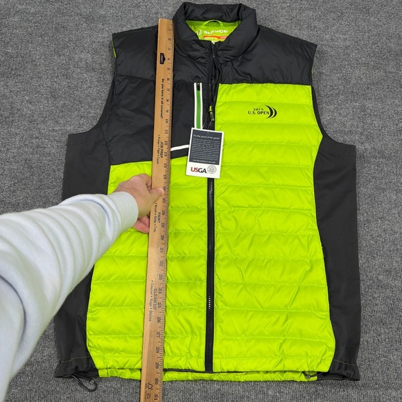 Sunice Vest Men L Black Neon Green Down Puffer US Open 2015 Golf Superlite FX - Picture 6 of 11
